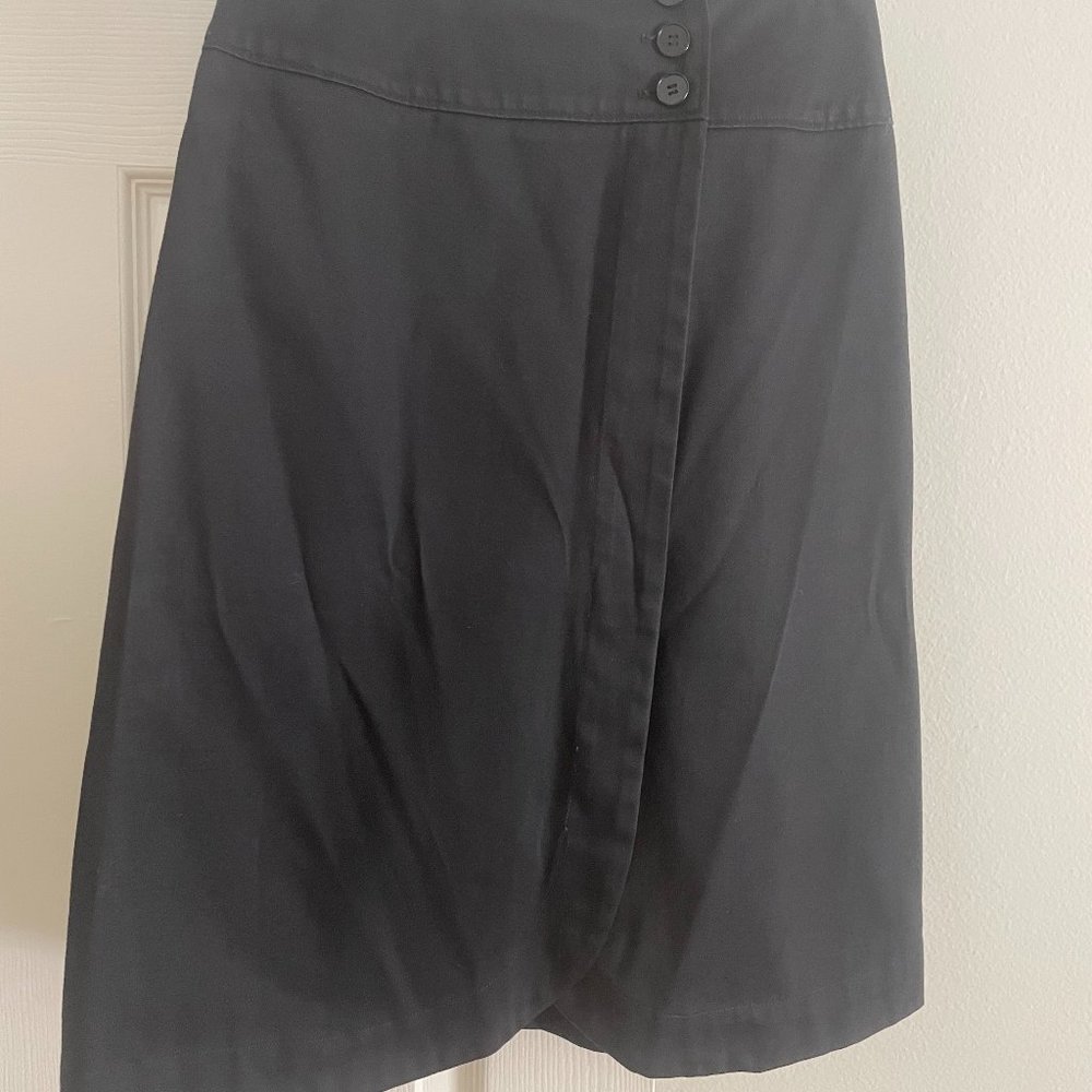 Vintage Yves Saint Laurent Rive Gauche Knee Length Black Wrap Skirt